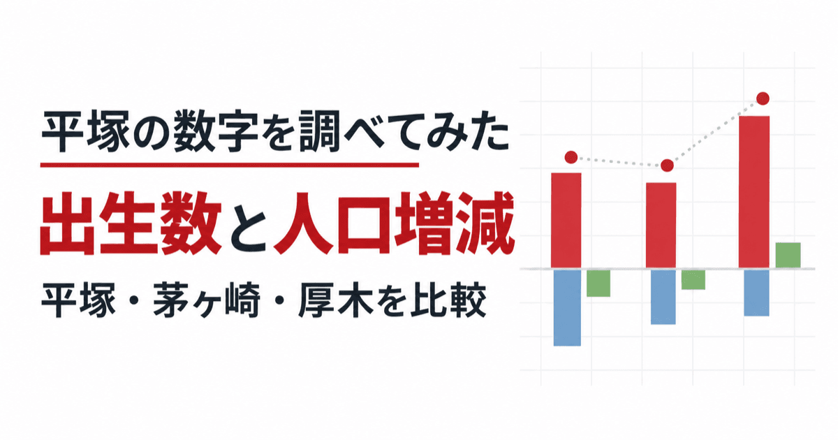 平塚の数字を調べてみた① 出生数は？茅ヶ崎市・厚木市と人口増減を比較